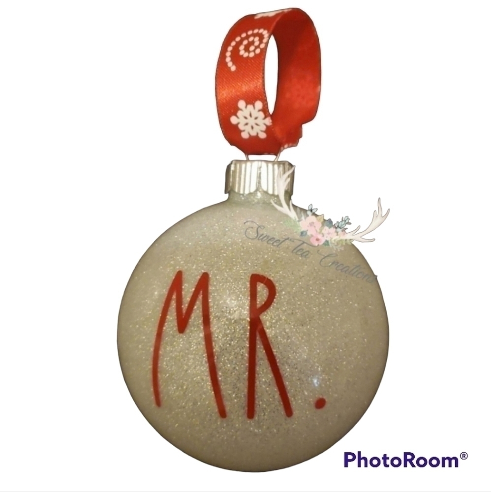 Mr. and Mrs. GLASS Ornaments - Handmade - Christmas Ornaments
